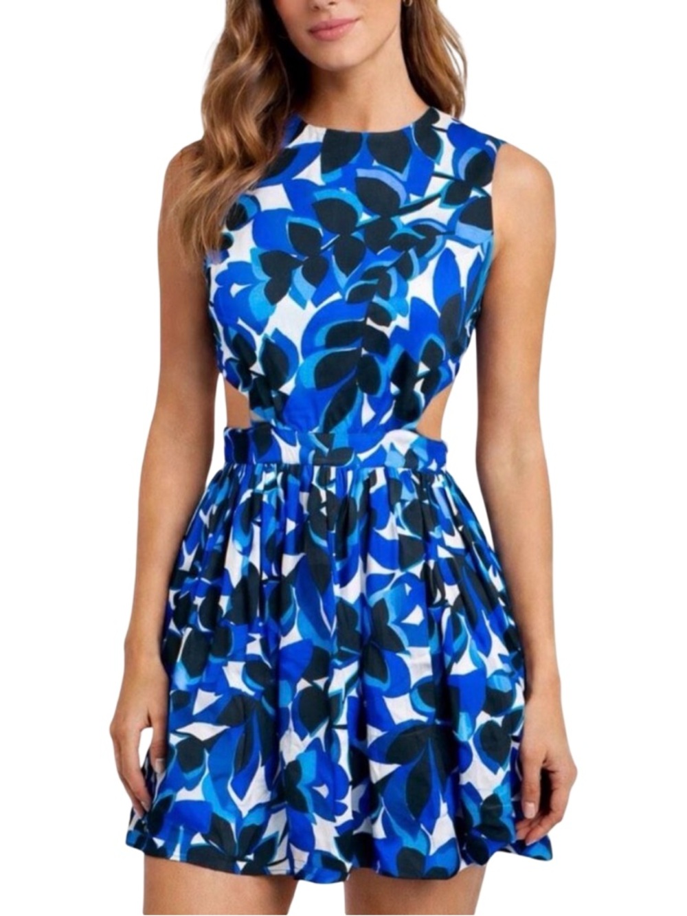 Karina Grimaldi Orson Print Cutout Mini Dress - Size XS